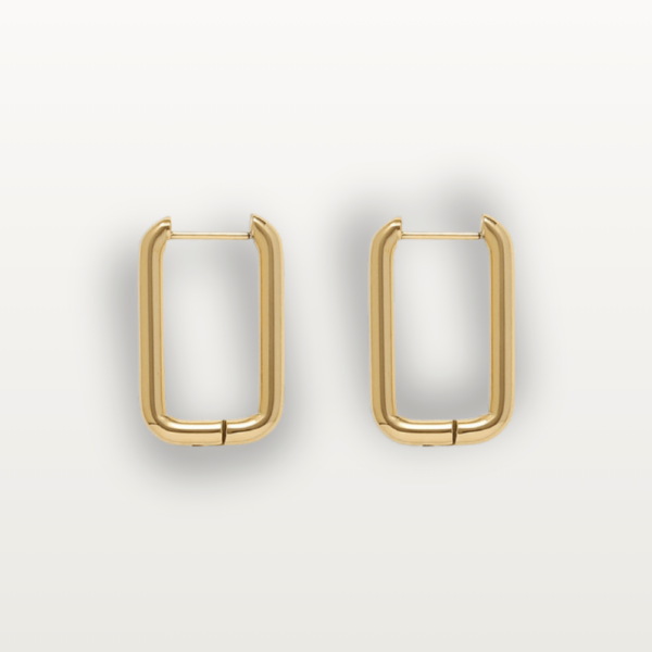 Gold titanium steel square clip earrings for women