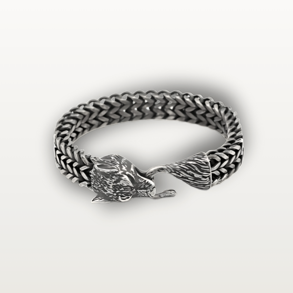 wolf head Cuban chain bracelet for men