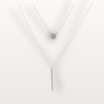Elegant S925 silver long stick pendant necklace with geometric design