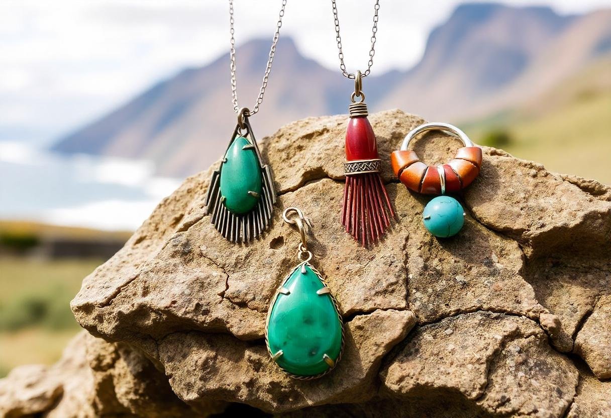 Boho jewelry trends in New Zealand 2024 featuring greenstone, paua, and natural materials