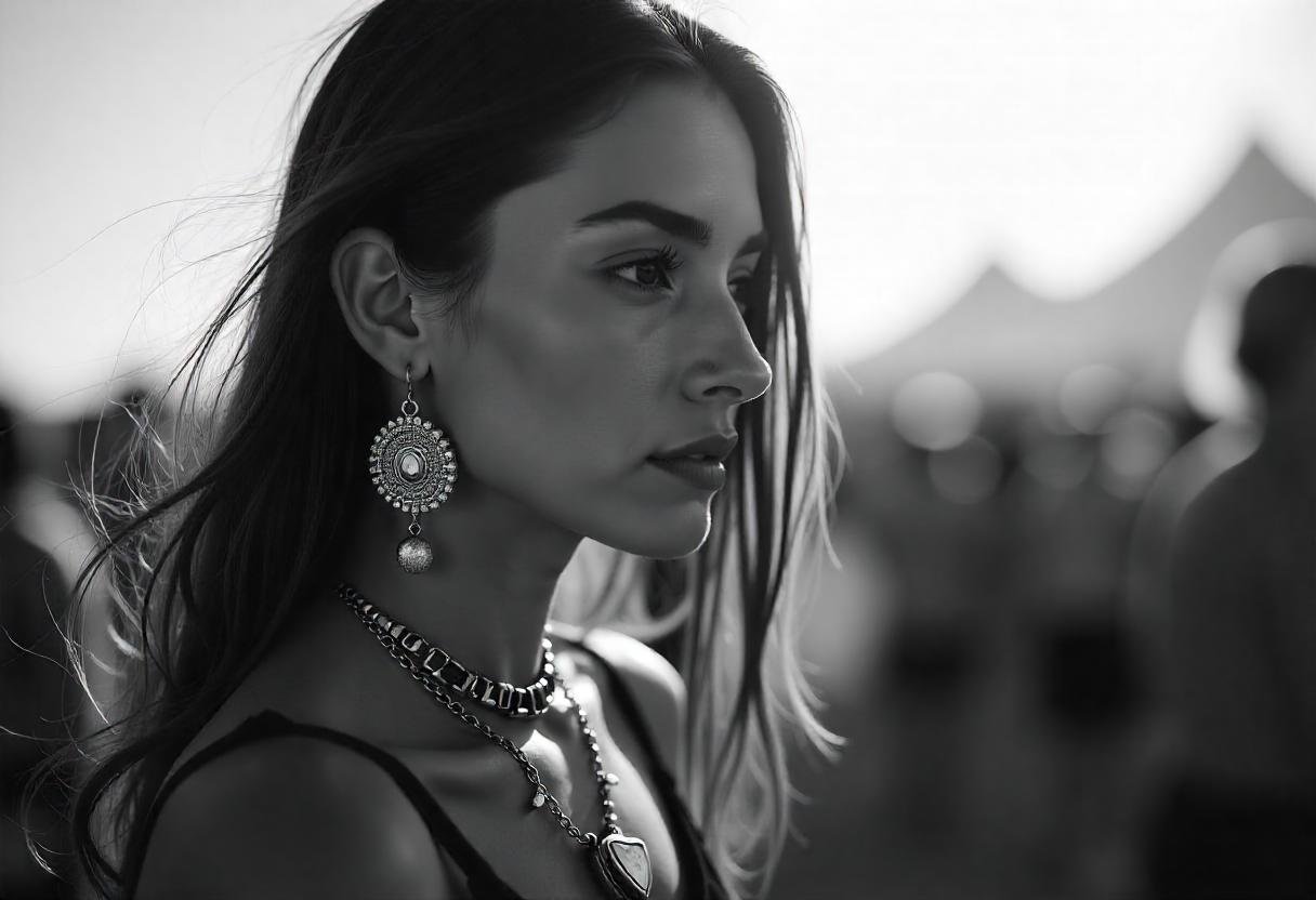 Festival jewelry for women, including statement necklaces, earrings, and rings for the perfect look.