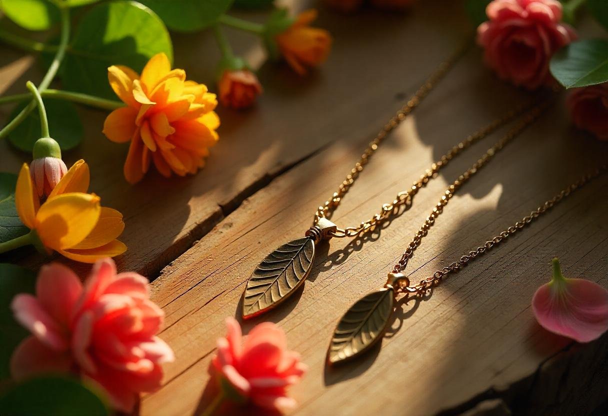 Eco-friendly jewelry made from sustainable materials, including nature-inspired designs