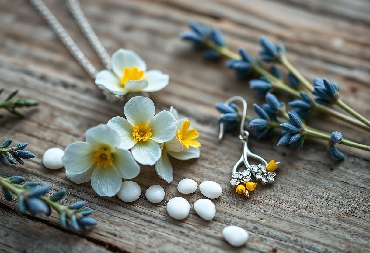 nature-inspired jewelry featuring floral and leaf designs for garden enthusiasts