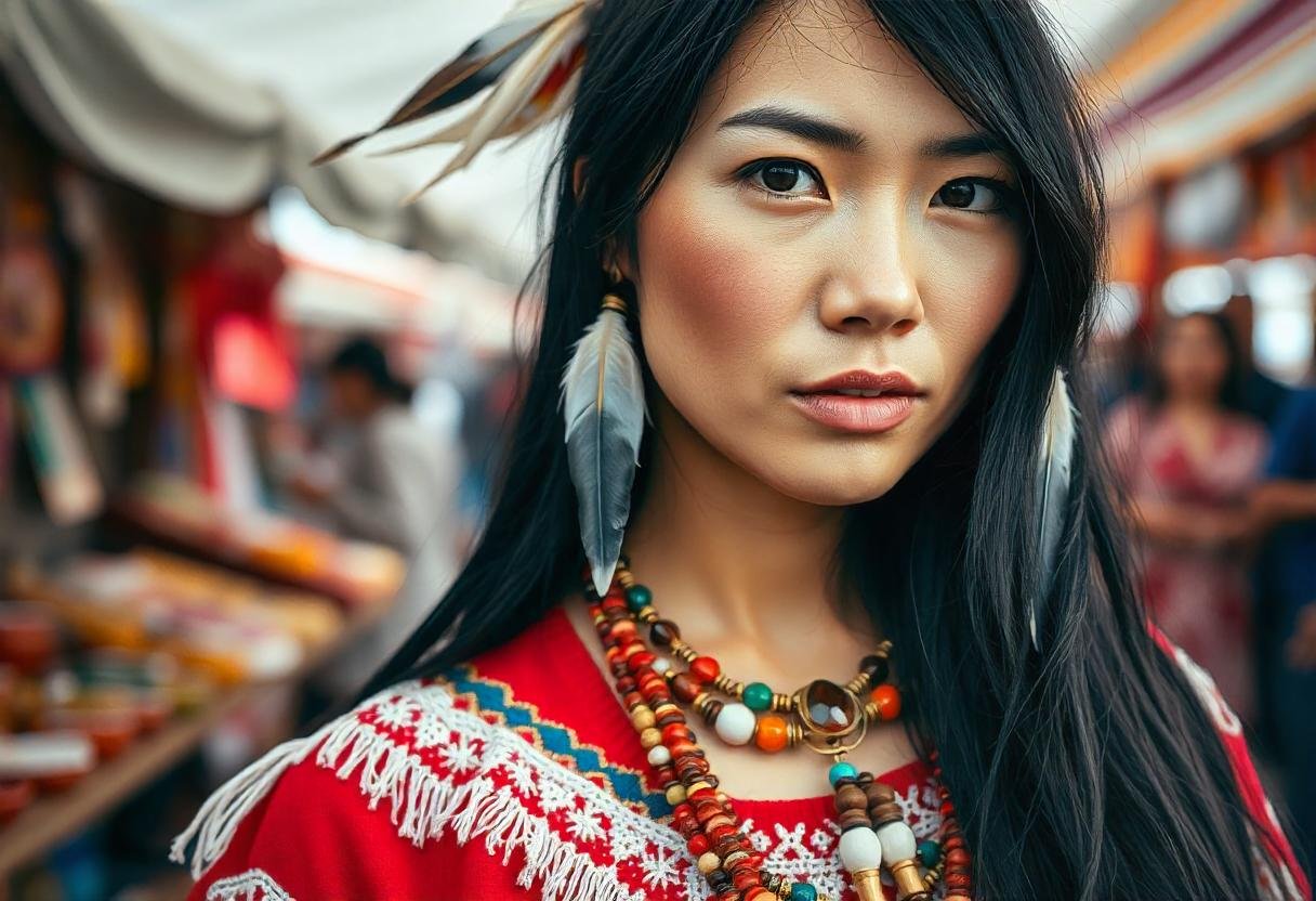 Close-up of woman wearing artisan jewelry Australia festival style