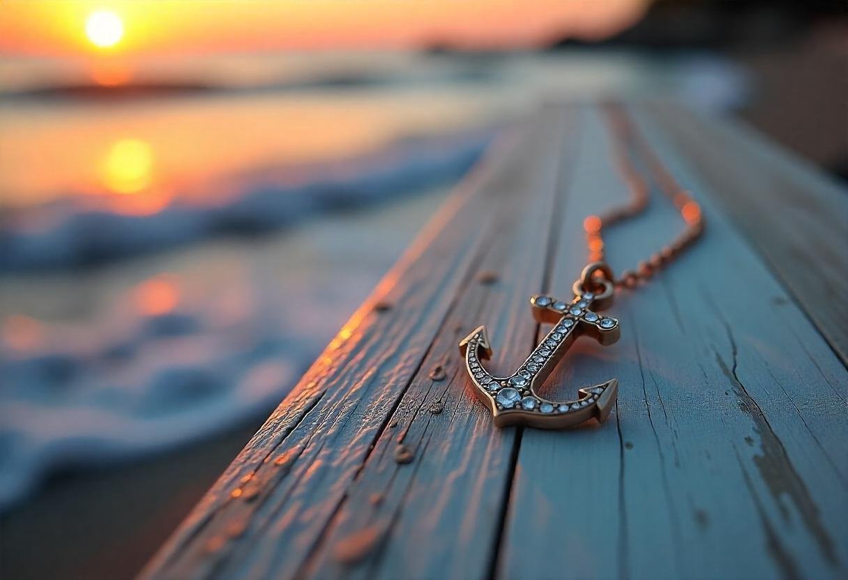 Nautical jewelry featuring anchor and seashell designs for coastal style