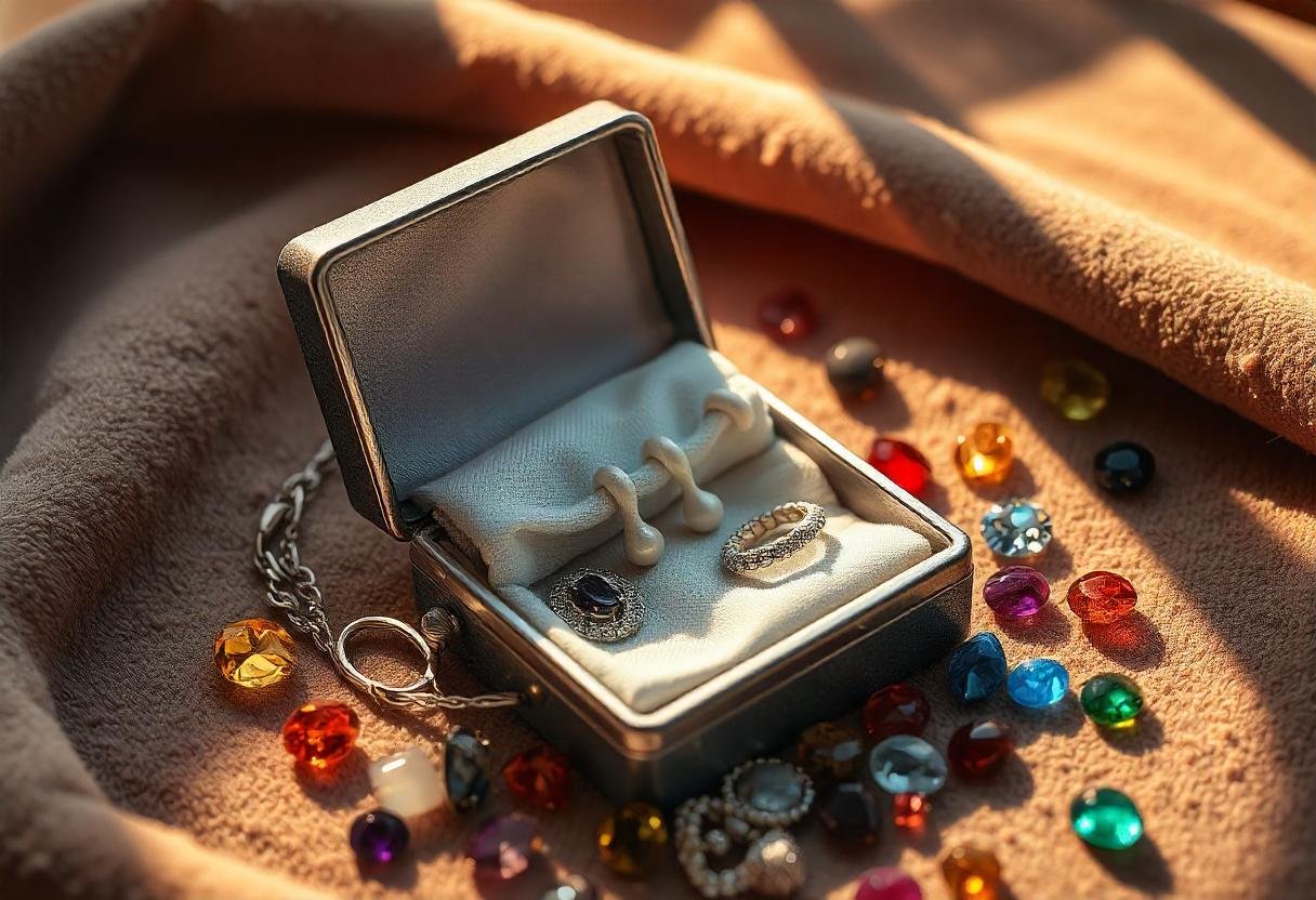 Image of silver jewelry stored in a tarnish-proof pouch for protection.