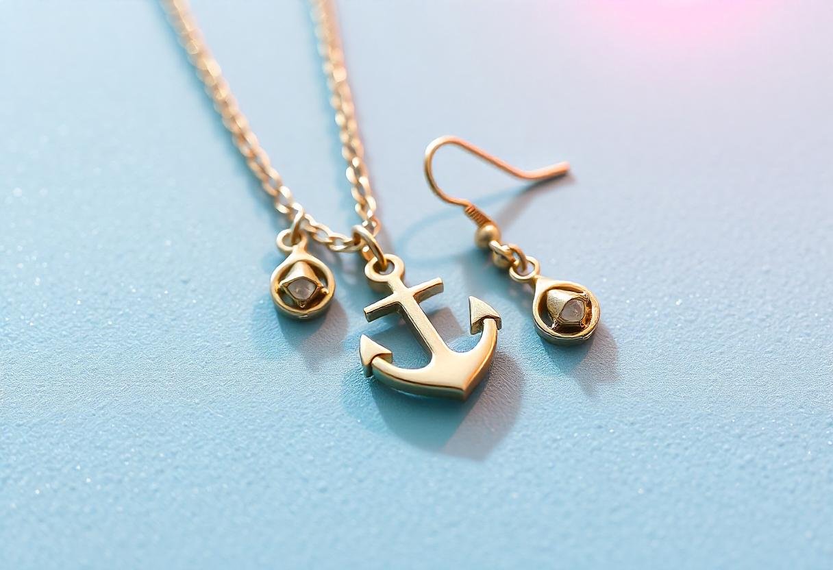 Nautical-inspired jewelry trends 2024 with anchor necklace and starfish earrings